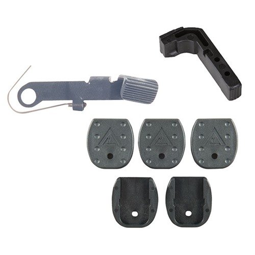 Enhance your Glock with the Vickers Accessory Pack: quick mag changes, superior grip, and durable floor plates for reliable performance in any condition.