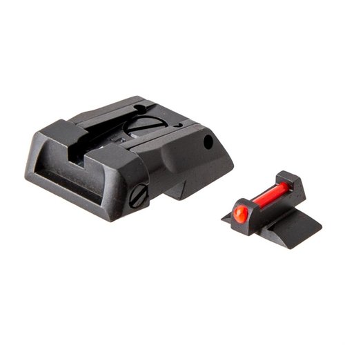 Experience precision with L.P.A. Novak adjustable sights, featuring a low profile design, secure dovetail bases, and options in red front/black rear for optimal targeting.