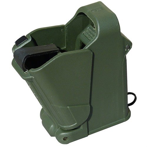 Quickly load pistol magazines with the UpLula loader, protecting fingers and extending magazine life, fitting 9mm to .45 ACP for effortless shooting.
