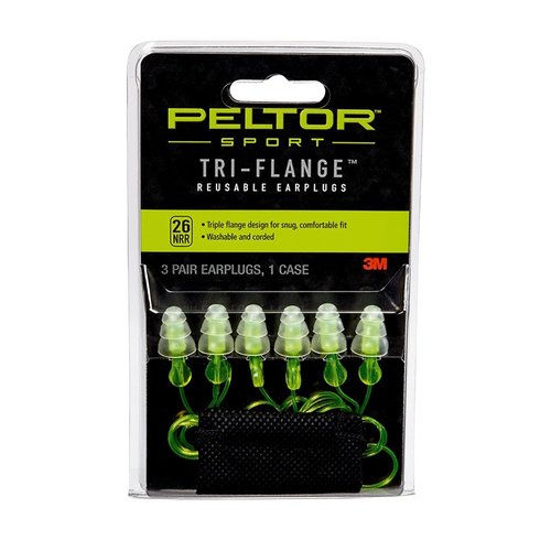 Experience comfort and noise reduction with 3M's TRI-FLANGE REUSABLE EARPLUGS, featuring soft flanges that adapt to your ear canal for easy fitting.