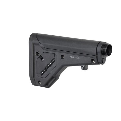 The MAGPUL UBR 2.0 stock offers adjustable strength, a consistent cheek weld, QD sling points, and is compatible with A5-length buffer systems for optimal performance.