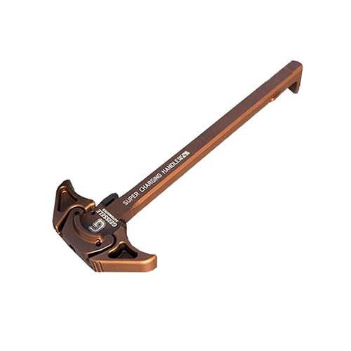 Upgrade your AR-15/M16 with Geissele's Super Charging Handle, featuring ambidextrous design, durable 7075-T6 Aluminum construction, and hard anodized finish in Black or DDC.