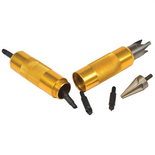 The Lyman Case Prep Multi-Tool combines essential case preparation tools in a compact design, featuring a unique knurled handle and dual-threaded ends for convenience.