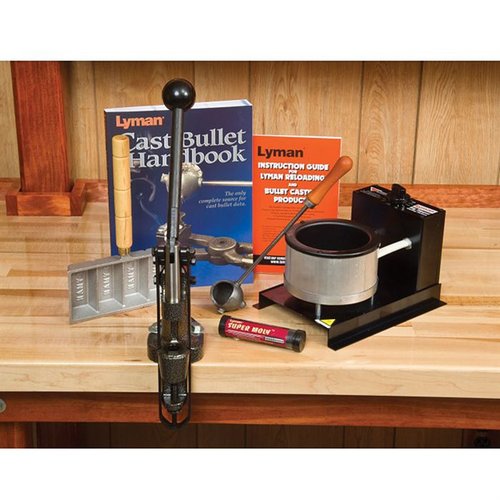 The Lyman Master Casting Kit offers precision with the 4500 bullet sizer/lubricator, Big Dipper Casting Furnace, and Super Moly lubricant for exceptional bullet crafting.