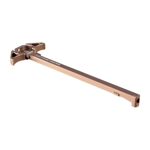 The Geissele Super Charging Handle 7.62 offers ambidextrous operation, textured grip, gas mitigation, and durable 7075-T6 aluminum construction in stylish DDC.