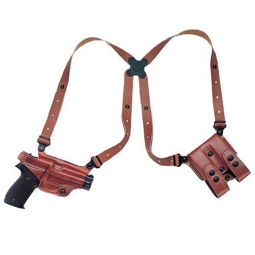Experience ultimate comfort and fit with the Miami Classic Shoulder Holster, featuring a modular design, premium saddle leather, and a unique Flexalon™ swivel back plate.
