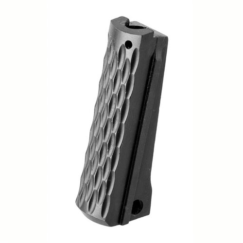 Upgrade your 1911 with the Fusion Firearms Mainspring Housing; CNC machined from solid carbon steel, featuring a durable chain-link design in sleek black.