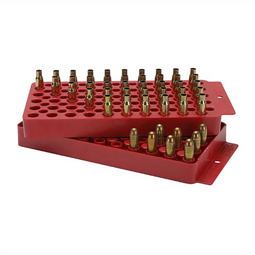 The MTM Case-Gard Universal Reloading Tray holds 50 rounds, accommodating a wide range of rifle and handgun calibers, including new WSM and Ultra Mags.