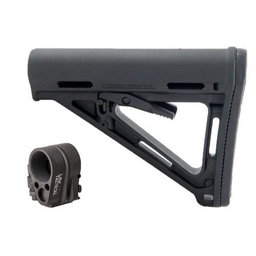 The AR-15 MOE Stock with Law Tactical Gen 3-M Folding Adapter offers stable cheekweld, compact storage, easy operation, and enhanced portability for your rifle.