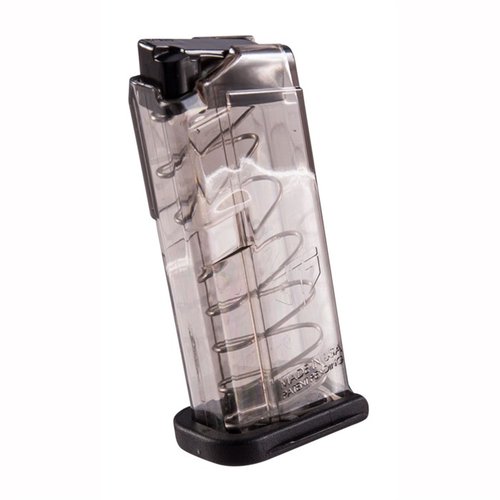 Lightweight ETS translucent polymer Glock 43 magazines allow easy visibility of loaded status, available in multiple capacities, and ensure long-term reliability.