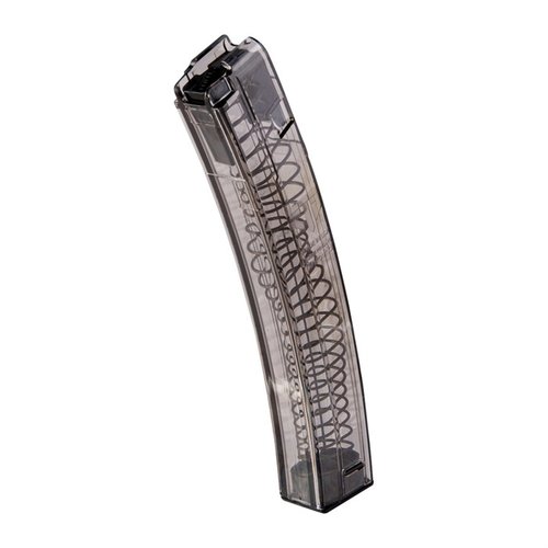 ETS translucent polymer magazines for H&K MP5 offer 30-round capacity, impact resistance, easy disassembly, and clear visibility of round count for reliable performance.