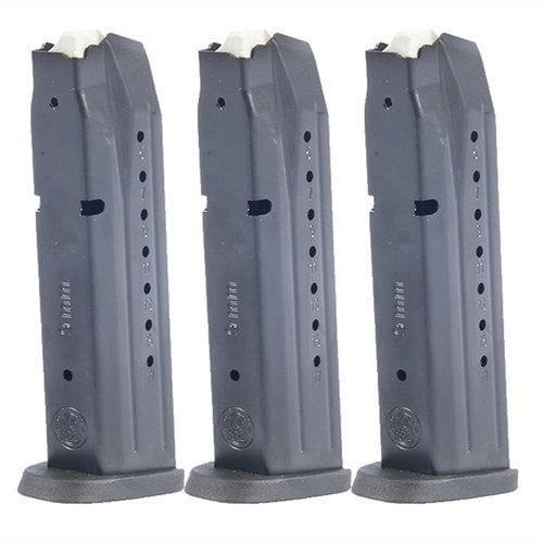 Ensure reliability with Smith & Wesson M&P 9mm 17-round magazines, featuring durable steel bodies and polymer components, available in a cost-saving 3-pack.