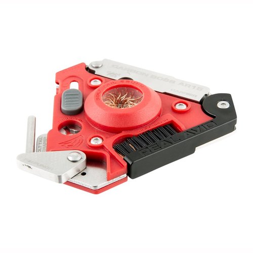 The Real Avid AR15 Carbon Boss features 12 precision cleaning surfaces, scrapers, a bronze brush, and tools for maintaining your AR's bolt-carrier group.