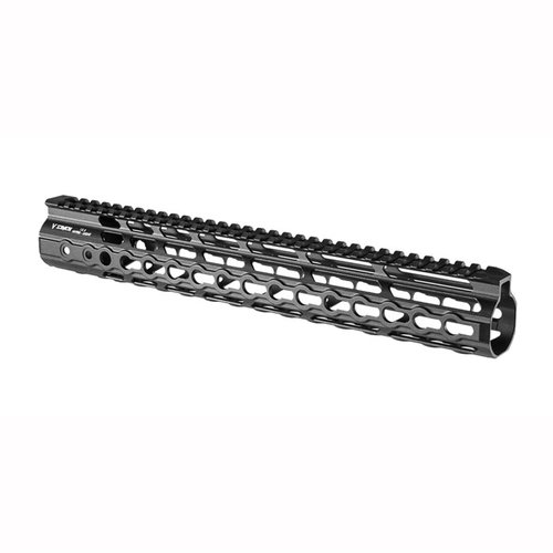 The V Seven Hyper-Light Handguard is ultra-light at 5.4 oz, features a durable ceramic-like finish, free-floats the barrel, and offers ample KeyMod mounting options.