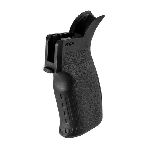 The Mission First Tactical EPG27 Engage Pistol Grip enhances one-handed control with ergonomic comfort, removable beavertail, and durable polymer construction.