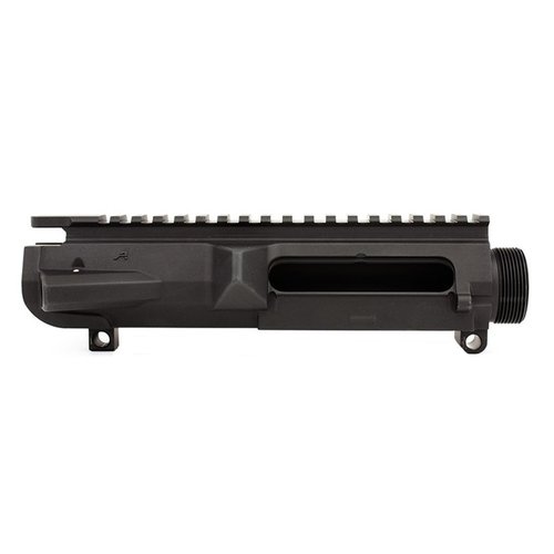 The Aero Precision M5 Stripped Upper Receiver is crafted from 7075-T6 aluminum, featuring M4 feedramps, DPMS takedown holes, and a durable black anodized finish.