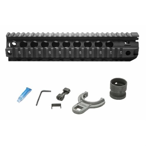 The BCM QRF Handguard offers a free-floating design for accuracy, four Picatinny rails for accessories, and a robust construction from lightweight aluminum.