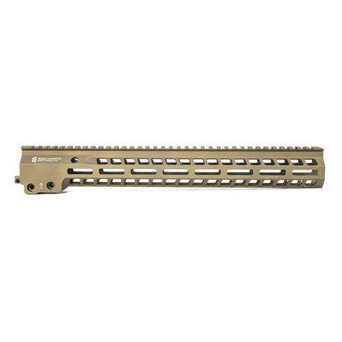 The Geissele MK14 Super Modular Rail features a lightweight design, ample M-LOK slots, and a free-floating barrel nut for superior versatility and comfort.
