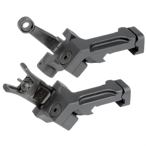 The AR-15 Combat Rifle Offset Sight Set offers low profile sights with A2 adjustments, dual locking springs, and durable steel construction for reliable performance.