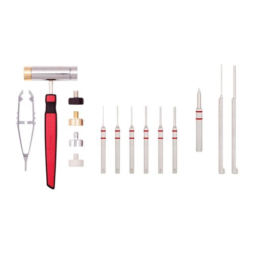 The Real Avid Accu-Punch Hammer & Pin Punch Set offers an ergonomic hammer, interchangeable heads, and essential punches for efficient AR-15 assembly and maintenance.