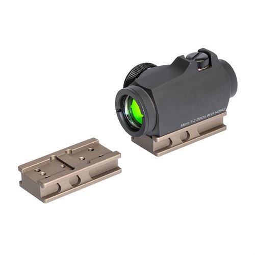 The Badger Ordnance Condition One Micro Sight Adapter allows secure mounting of Aimpoint T1/T2 and other optics, crafted from durable aluminum in black or tan.