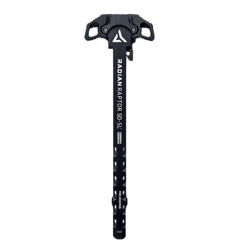 The Radian Weapons AR-15 Raptor-SD-SL Charging Handle features a vented shaft to eliminate gas blowback and a low-profile design for rapid, one-handed charging.