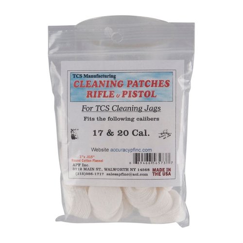 TCS Cleaning Patches are 100% cotton flannel, available in multiple calibers, ensuring the best fit and function for your firearms when used with TCS jags.