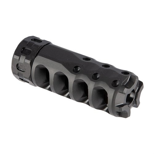 Experience over 70% recoil reduction with the Precision Armament Hypertap Muzzle Brake, featuring a compact design, zero flash, and easy installation.