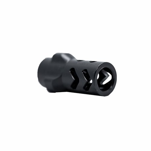 The ANGSTADT ARMS 9MM 3-Lug Adapter Dual Chevron Muzzle Brake offers quick suppressor attachment, excellent flash mitigation, and recoil management for enhanced shooting performance.