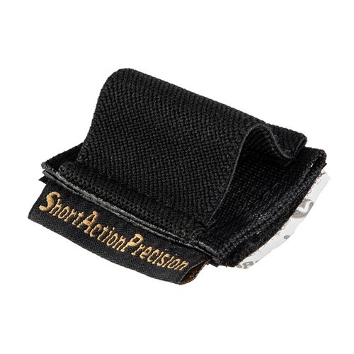 The Short Action Precision .22 Magazine Holder offers quick access to extra magazines for .22 bolt rifles, attaching easily with Velcro near the ejection port.