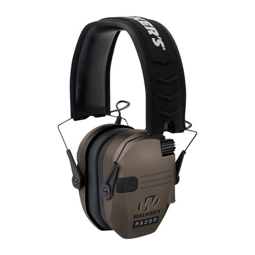 The Walkers Razor Slim Electronic Muffs offer compact, foldable design, 23dB sound reduction, Sound Activated Compression, and enhanced comfort for shooters.
