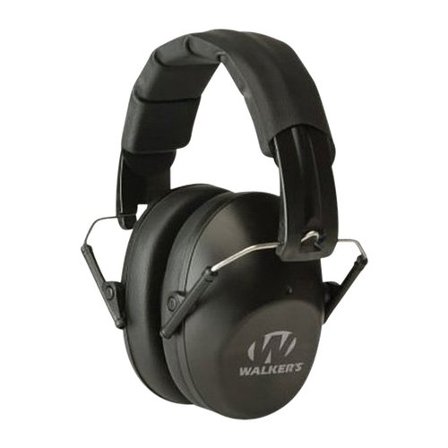 Lightweight and compact, Walkers Pro Low-Profile Folding Muffs provide 22 dB noise reduction, PVC padding for comfort, and easily fold for storage in your range bag.