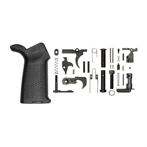 The Aero Precision AR-15 M4E1 Lower Parts Kit includes a Magpul MOE Grip and all essential components for building your M4E1 lower receiver, minus the trigger guard.