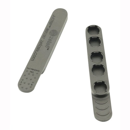 The ZETA6 J-STRIP 5-shot speedloader fits J-frame revolvers, allowing quick loading of two cartridges at a time, perfect for concealed carry and all bullet types.