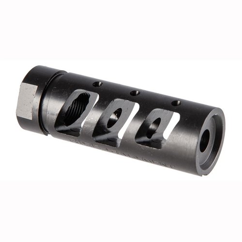 The RISE ARMAMENT RA-701 .22 Cal Compensator, made of 416 stainless steel with a black nitride finish, reduces recoil for improved accuracy and fast follow-up shots.