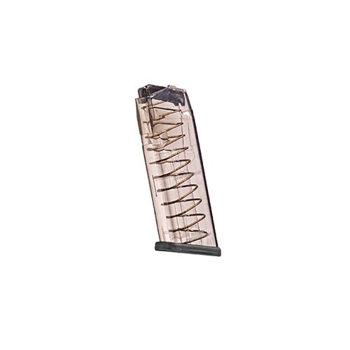 The 10MM MAGAZINE for GLOCK® by ELITE TACTICAL SYSTEMS GROUP features extreme impact resistance, a translucent body for ammo visibility, and easy disassembly.