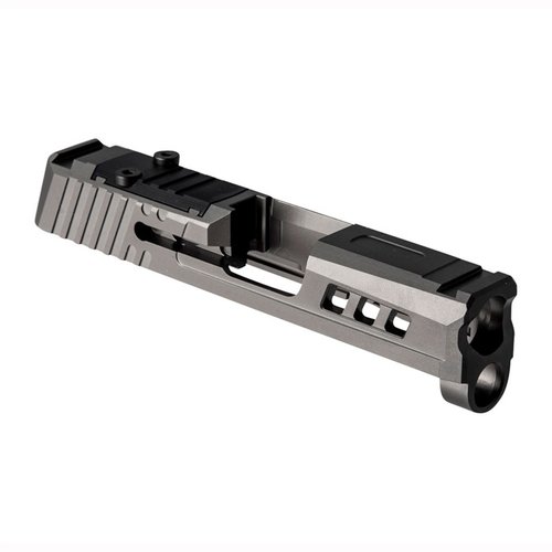 Elevate your P365 with the True Precision Axiom slide, crafted from 17-4ph stainless steel, optics-ready, and featuring a unique design with Grey PVD finish.