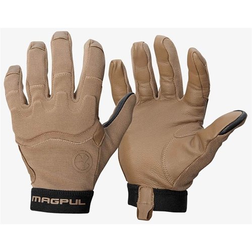 Magpul Patrol Gloves 2.0 offer goatskin durability, padded knuckle protection, articulated palm for dexterity, and touchscreen capability, perfect for field or range use.