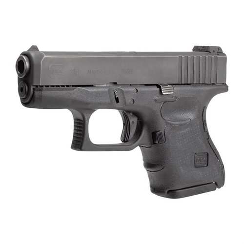 Enhance your Glock® 26 Gen 4 with Hogue's ultra-thin Wrapter Rubber Grip, offering superior feel and protection while preserving your firearm's original condition.