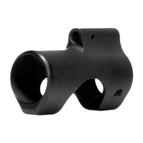 Upgrade your AR with the Troy Low Profile Gas Block, designed for slim builds, covering A2 sight holes, made from durable 4140 steel with a .750