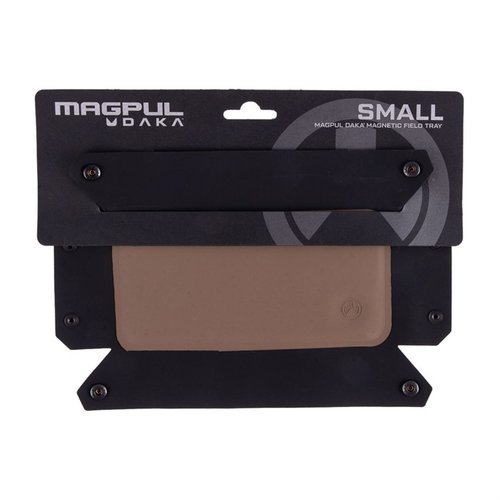The Magpul DAKA Magnetic Field Tray keeps small parts organized with a strong magnet, durable design, and collapsible for easy storage—ideal for firearms maintenance.