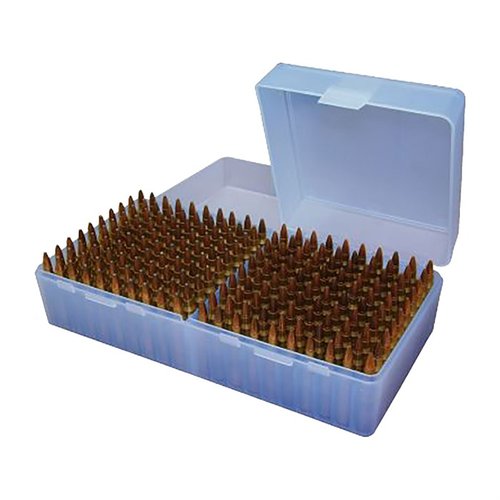 The MTM CASE-GARD Flip Top Rifle Ammo Box is indestructible, features a 25-year hinge guarantee, Snap-Lock latch, and includes a load label for easy data recording.