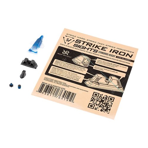 Upgrade your Glock with Strike Industries' Iron Sight Set for precision aiming, reduced glare, and customizable focus, fitting most popular models.