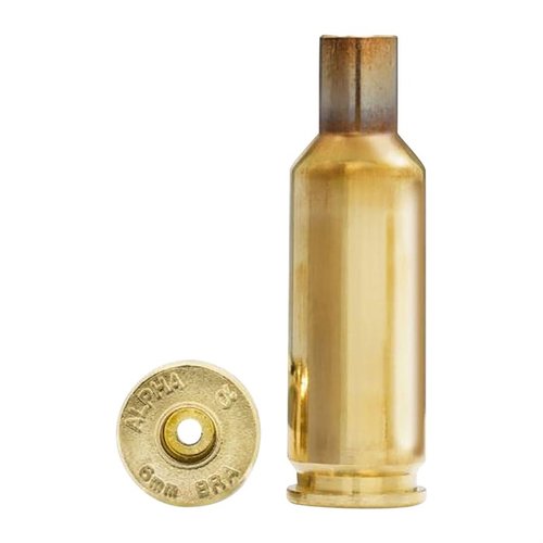 Experience enhanced efficiency and longevity with Alpha Munitions 6MM BRA brass, featuring a 40-degree shoulder and OCD technology for superior performance.