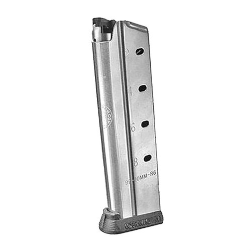 The Tripp Research 1911 Government Full Size Magazine offers a 9-round capacity, stainless steel finish, hybrid follower, and removable basepad for reliable performance.