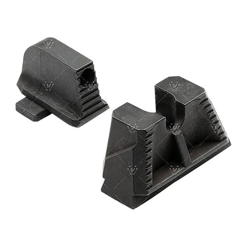 Enhance your SIG P320 with Strike Industries Suppressor Height Iron Sights, featuring co-witness design, glare reduction, and customizable front sight for optimal aiming.