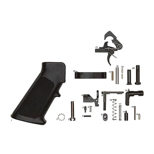 Upgrade your AR-15 with the complete Lower Parts Kit featuring a QMS Trigger, including all essential components for reliable performance and customization.