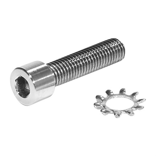 Upgrade your firearm with the BADGER ORDNANCE Titanium Pistol Grip Screw, featuring a Grade 5 Titanium construction, lightweight at 0.8 oz, and includes a star washer.