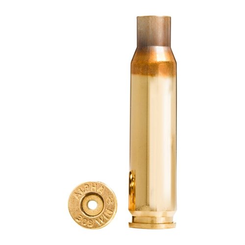 Alpha Munitions 308 Winchester brass features OCD technology for enhanced primer pocket and case life, available in Large or Small Rifle pockets, 100 count.