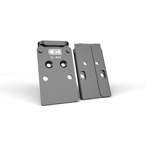 The V4 MIL/LEO Optic Mounting Plate for Glock is made from durable 6061 aluminum, features recoil posts, and is compatible with popular red-dot optics.